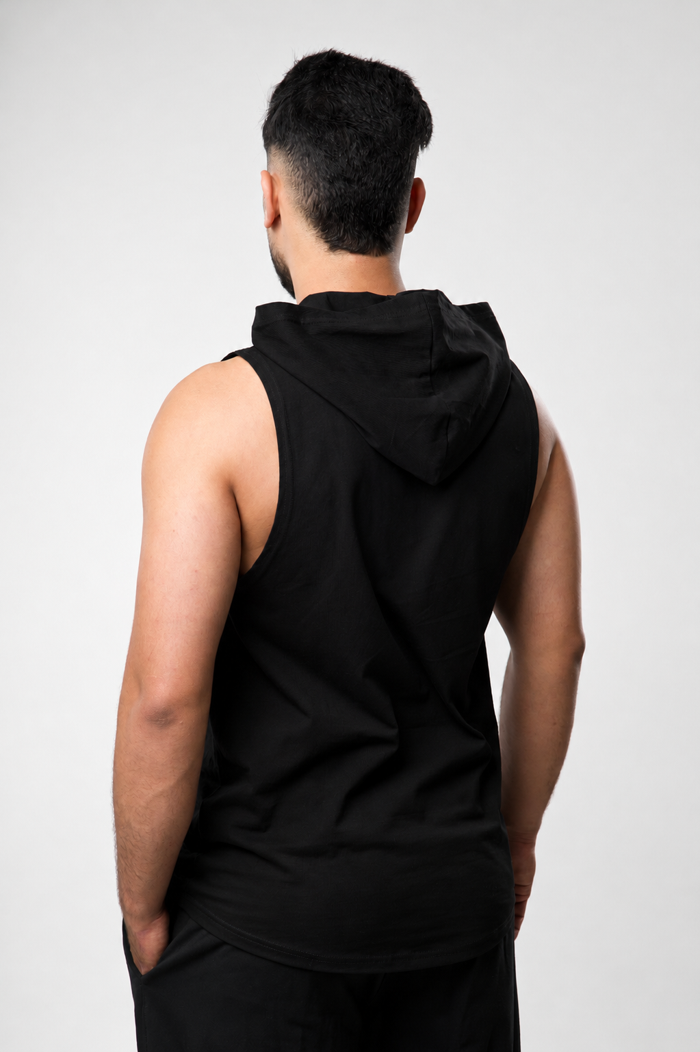 Sleeveless Hoodie – Light black
