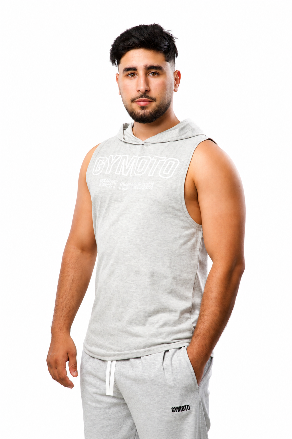 Sleeveless Hoodie – Light Grey