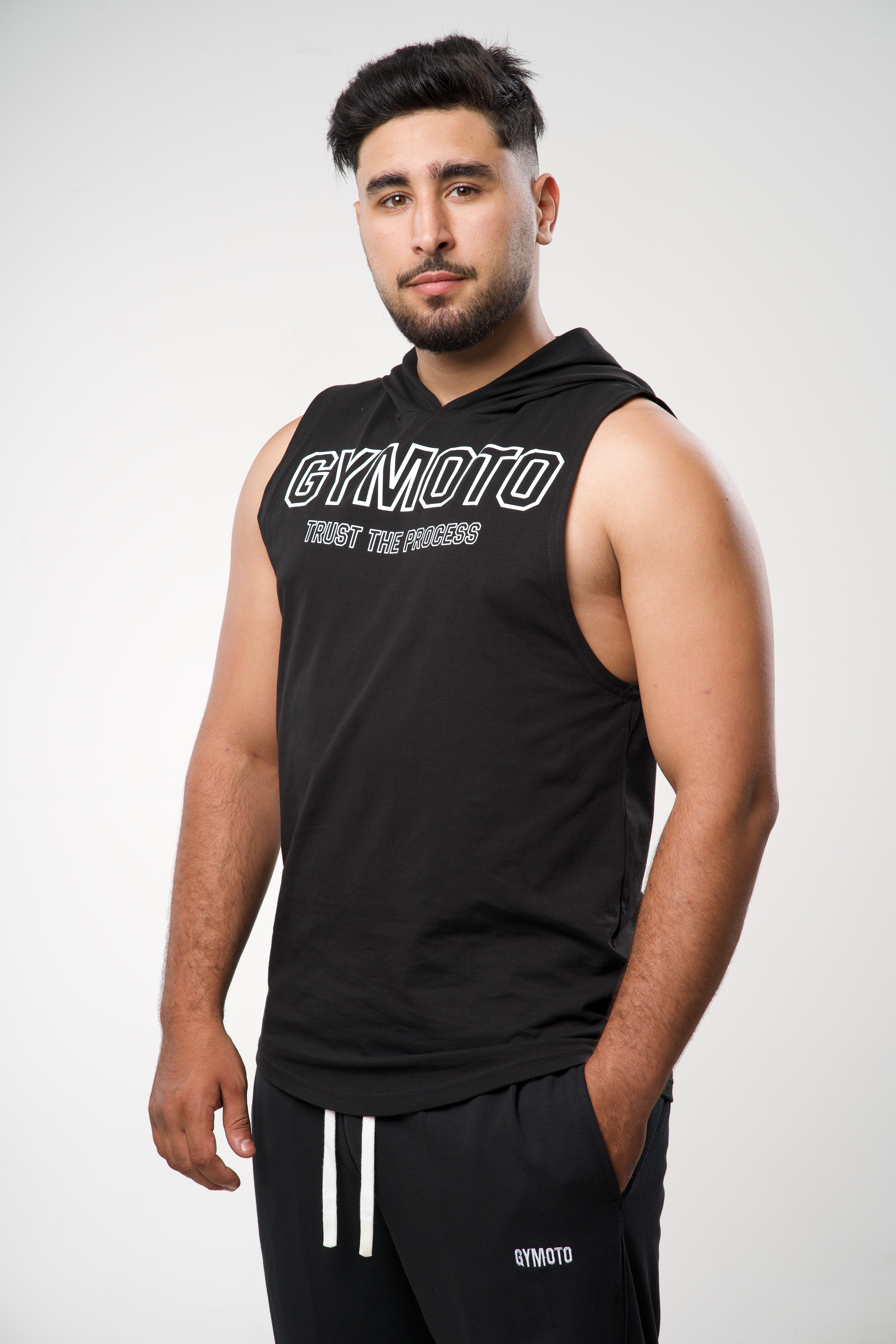 Sleeveless Hoodie – Light black