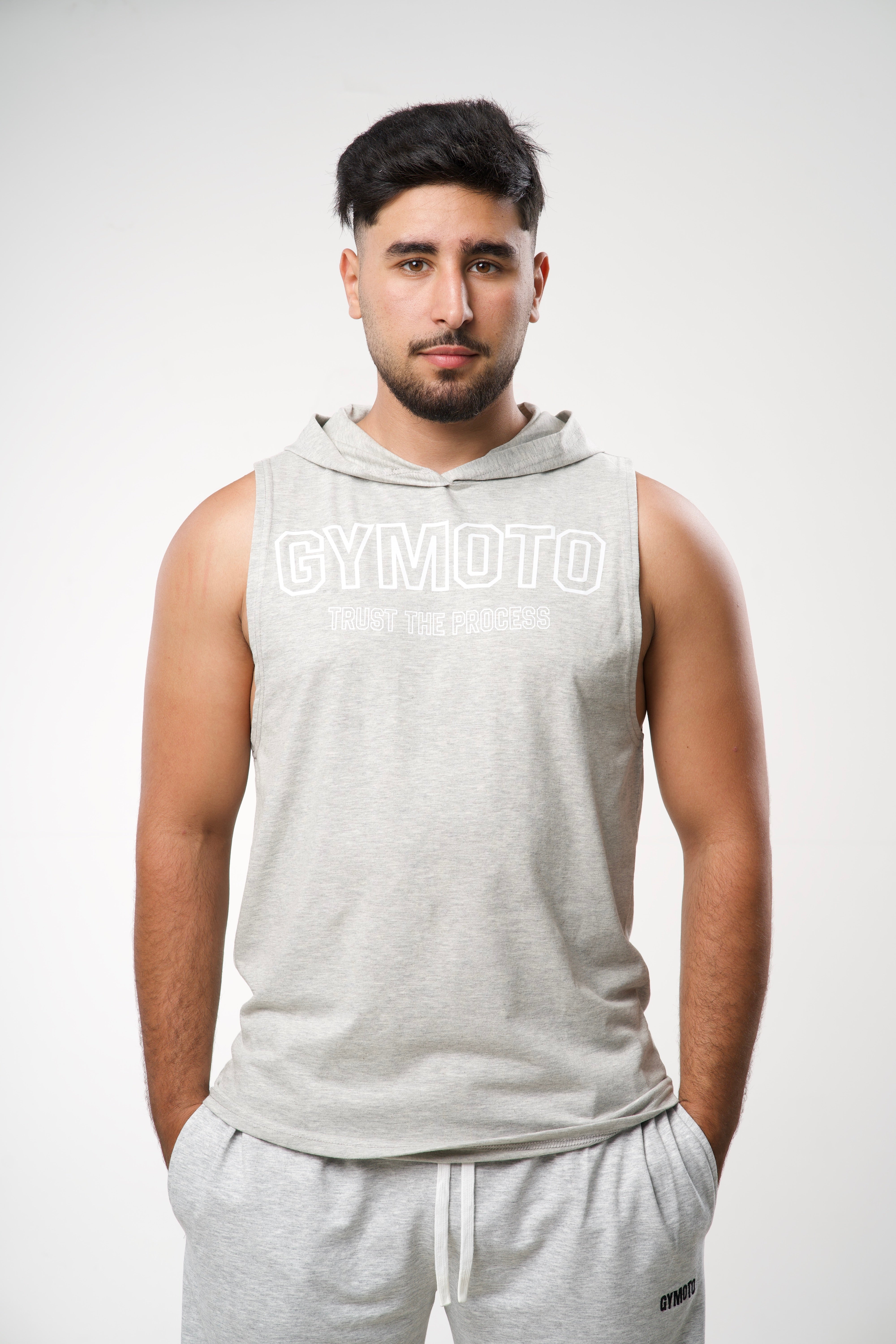 GYMOTO Men's Grey Sleeveless Gym Set – Grey