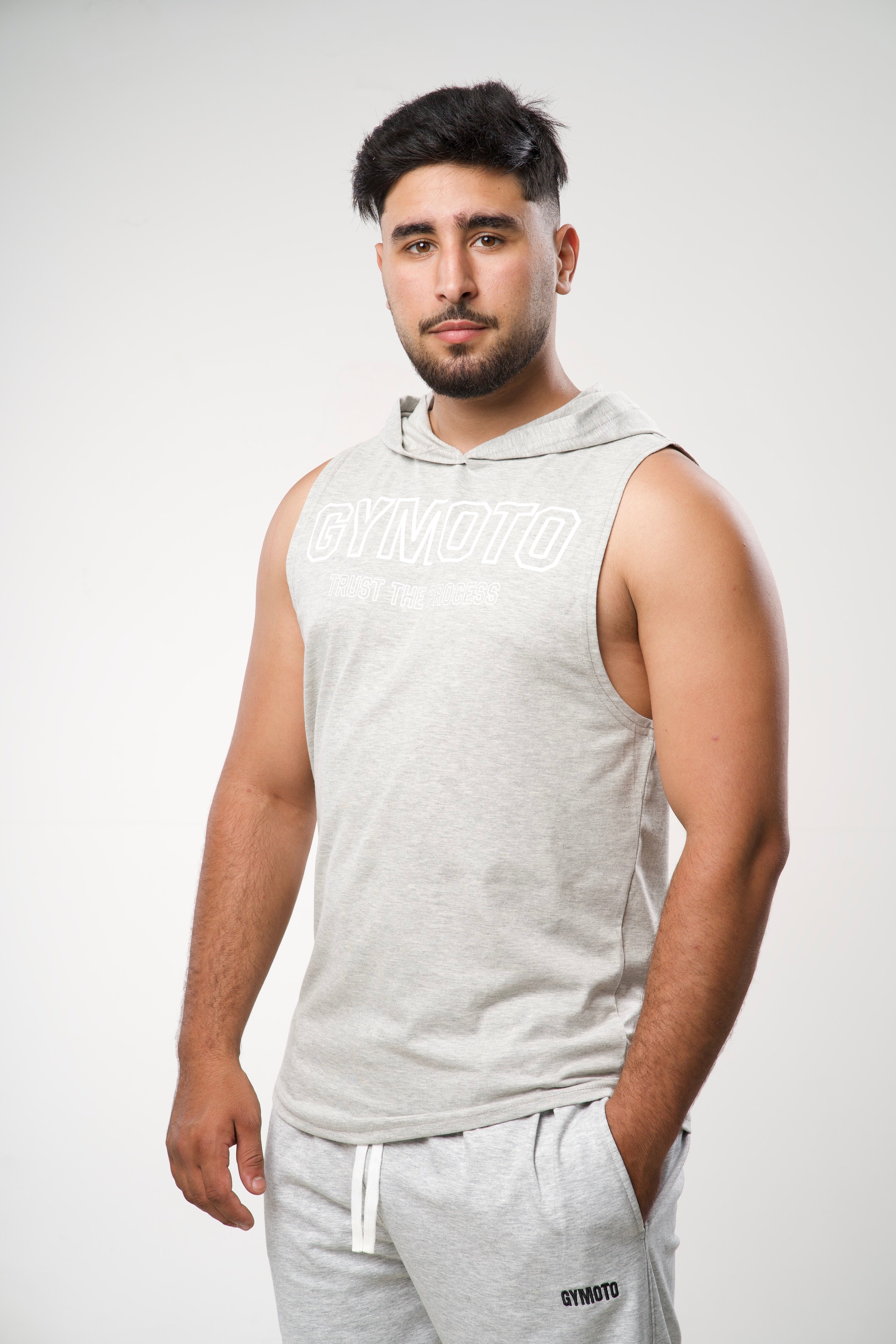 GYMOTO Men's Grey Sleeveless Gym Set – Grey