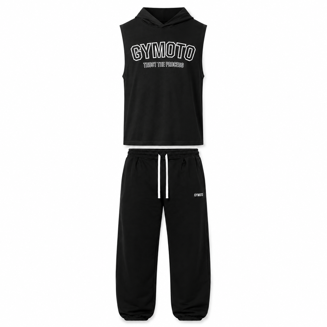 GYMOTO Men's Grey Sleeveless Gym Set – Black