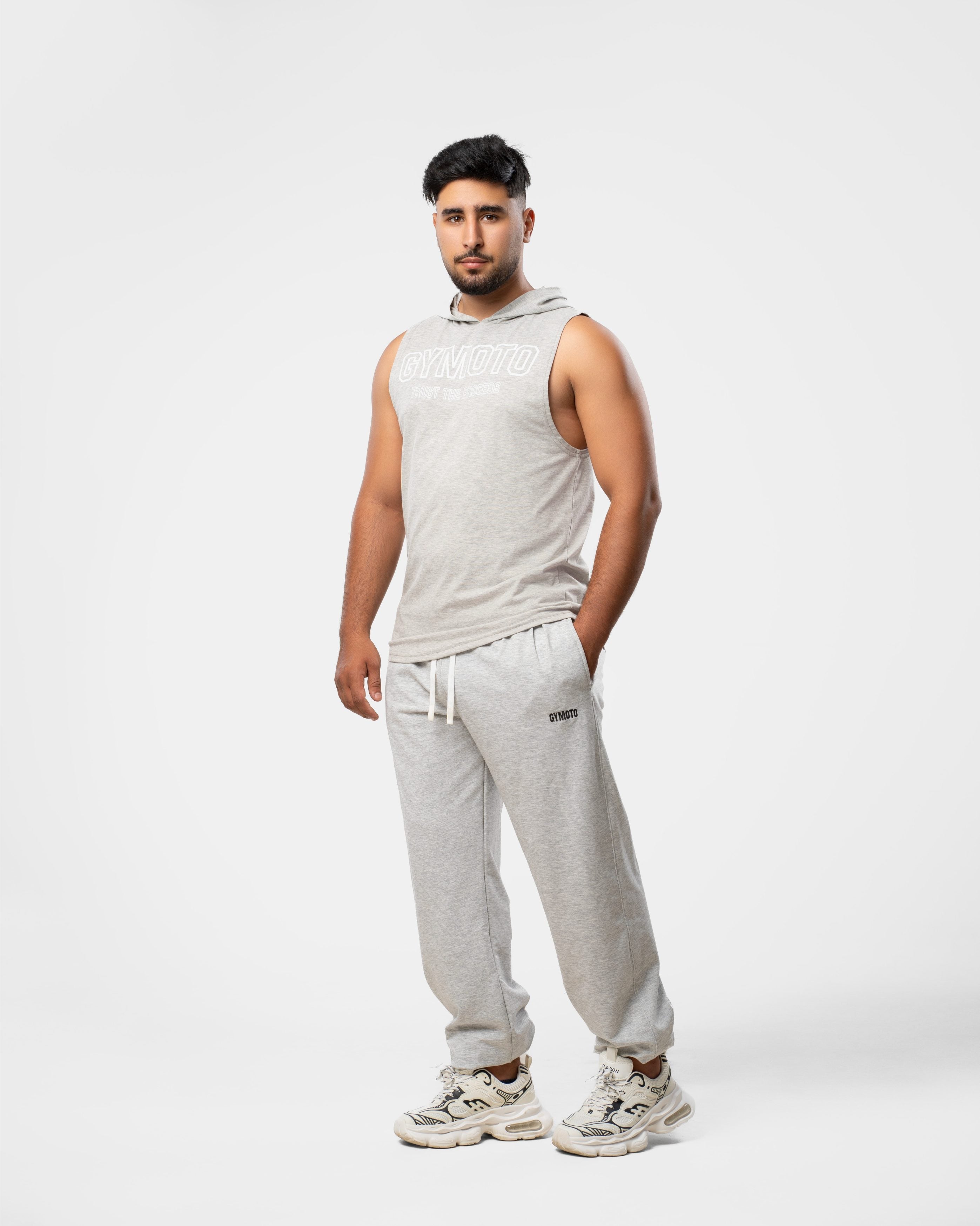 GYMOTO Men's Grey Sleeveless Gym Set – Grey