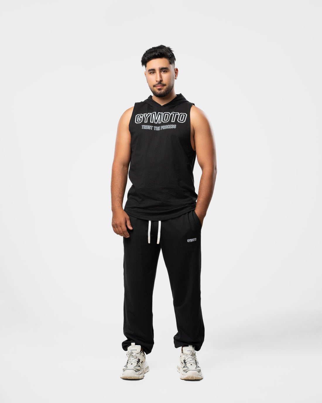 GYMOTO Men's Grey Sleeveless Gym Set – Black